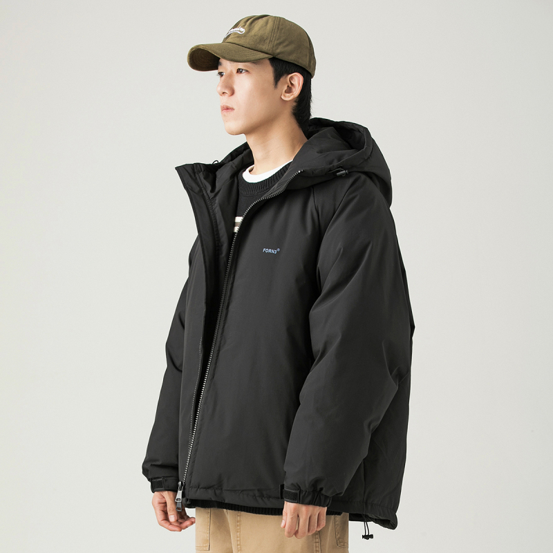 baluoshanggboy日系复古纯色棉衣男冬季加厚保暖棉袄基础款连帽棉服