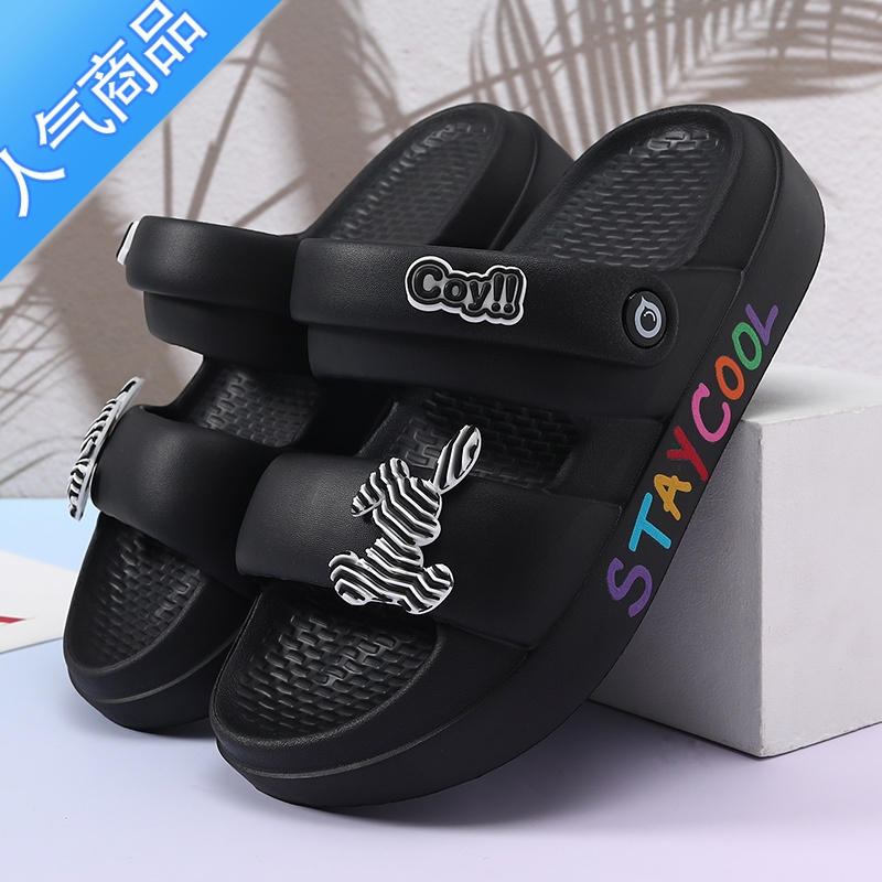 SUNTEK凉鞋女款外穿休闲舒适女鞋百搭女士踩屎感防滑软底情侣两穿凉拖鞋高清大图