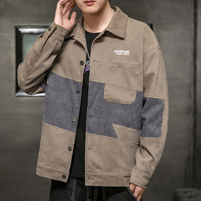 秋季长袖卫衣男士时尚潮流男装上衣服宽松休闲复古灯芯绒外套