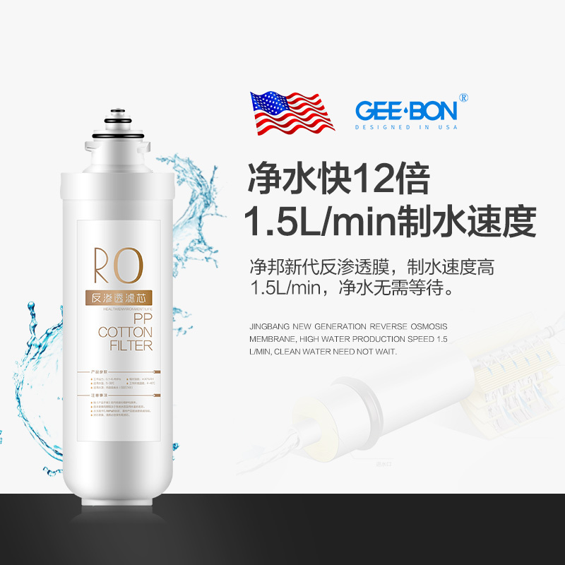 美国净邦 (GEE·BON)净水器家用直饮600G无桶大流量GB-RO-08K 低废水比RO反渗透纯水机厨房净水机过滤器