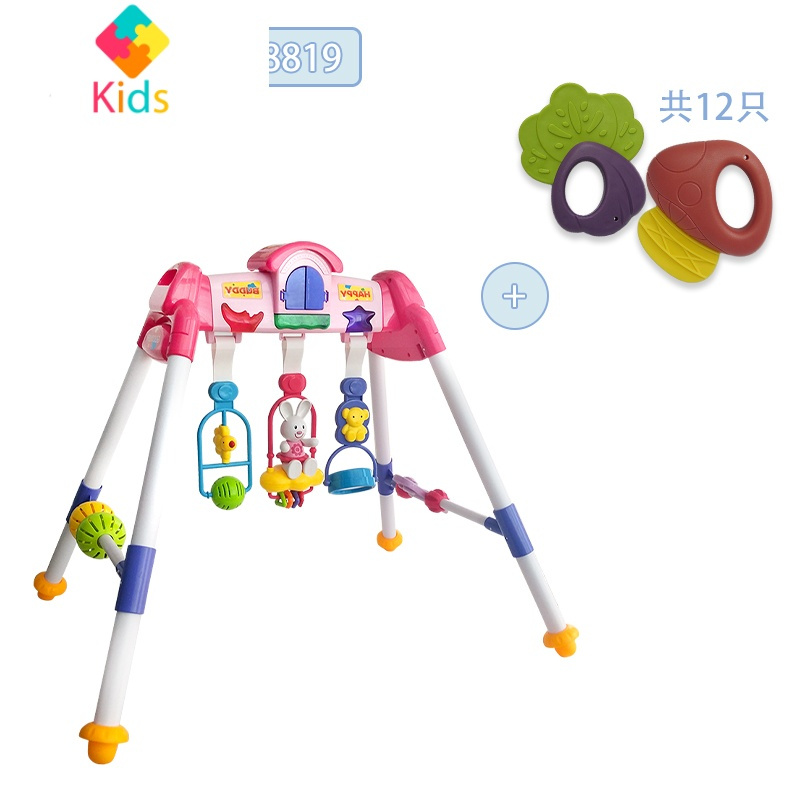 婴儿健身架多功能早教新生儿3-6-12个月宝宝益智音乐玩具女孩真智力 婴儿健身架女款+8819水煮摇铃