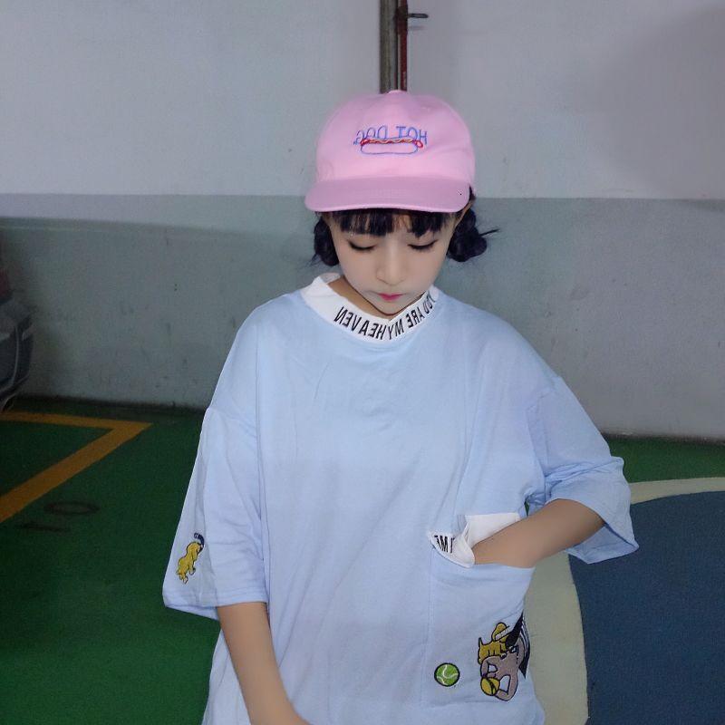 短袖女五分袖中袖夏季衣服宽松高领韩版原宿风学生半袖上衣bf