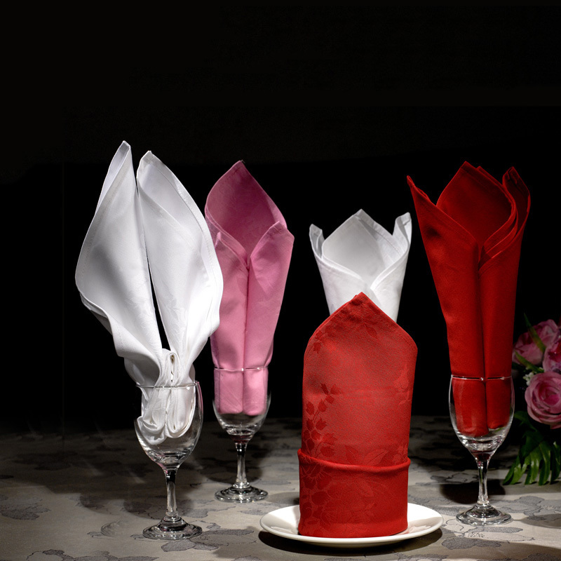 餐厅口布提花口布酒店餐巾布西餐方巾餐桌口布擦杯布-随机颜色10条装