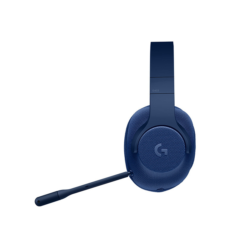 罗技(Logitech) G433 7.1 头戴式有线耳机 自定义环绕声效吃鸡游戏降噪耳机麦克风 时尚舒适便携-蓝色