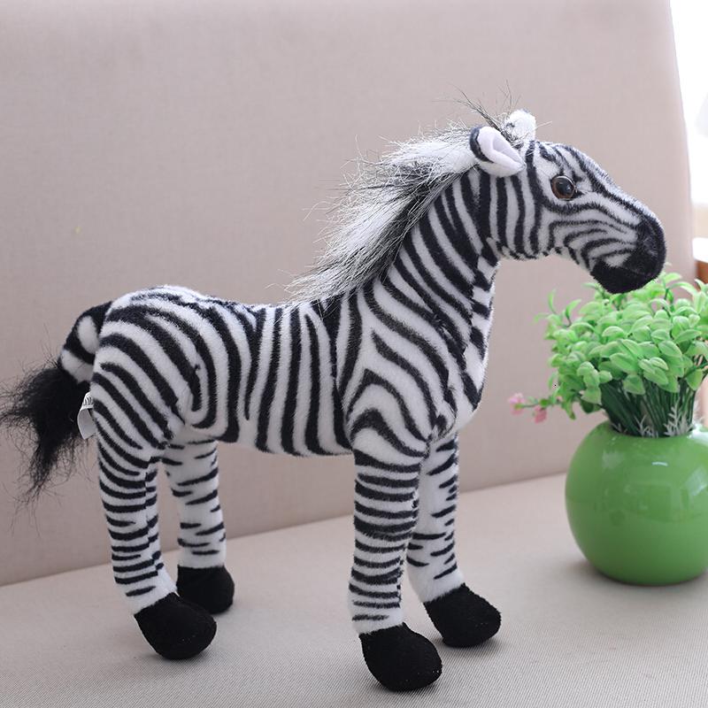 斑马毛绒玩具白龙马公仔毛绒玩具大黑马仿真斑马布娃娃影楼摄影道具