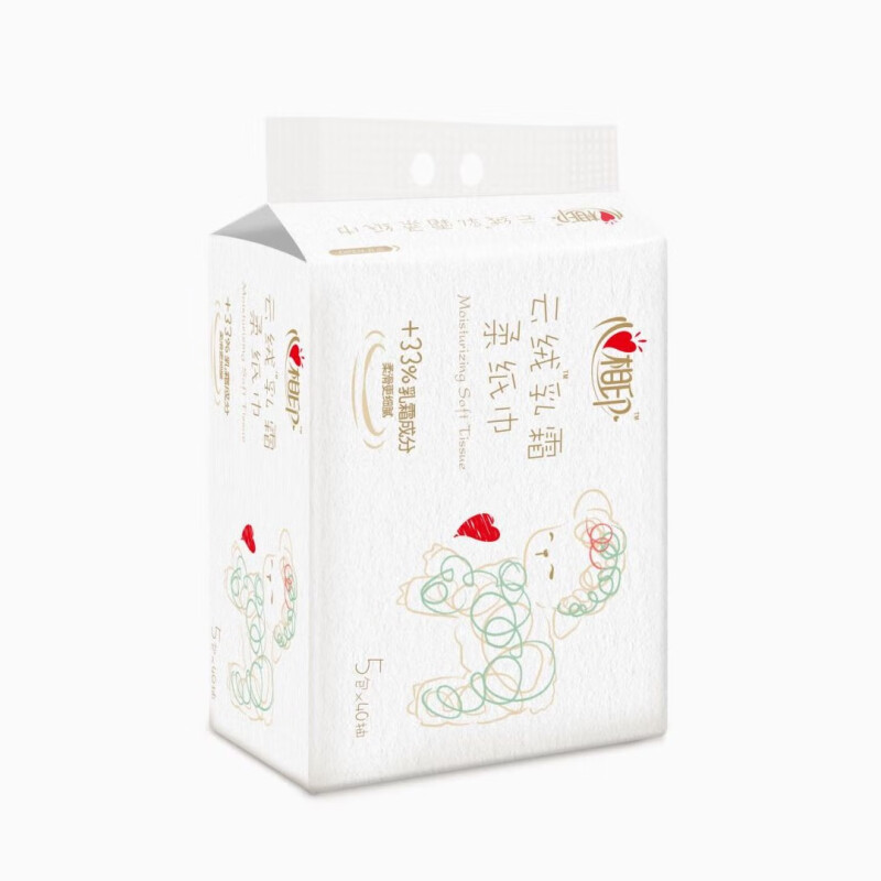 心相印 5DT16040(包装)婴儿丝柔乳霜40抽三层塑装纸面巾*5包