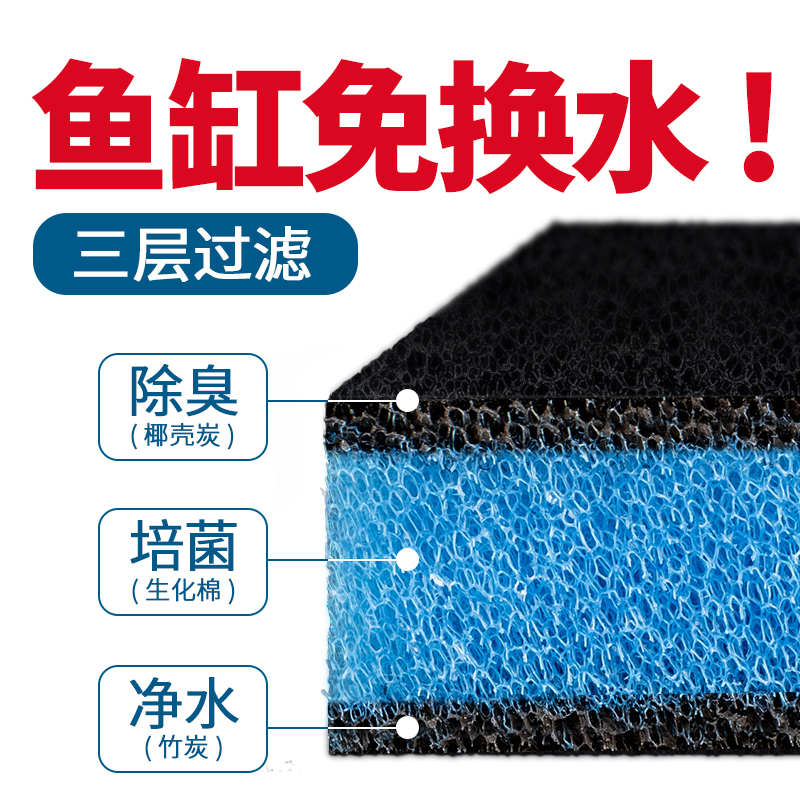 鱼缸生化过滤棉高密度净水加厚水族箱过滤材料器活性炭超黑海绵高清大图