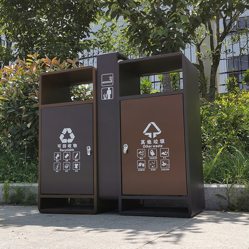 迅众 双桶垃圾箱户外垃圾桶大号环卫果皮箱室外分类垃圾桶物业小区校园垃圾桶高清大图