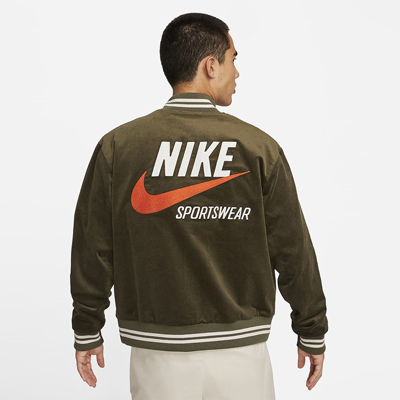 nike耐克外套男2023春新款灯芯绒立领休闲夹克衫外套dv9998-325