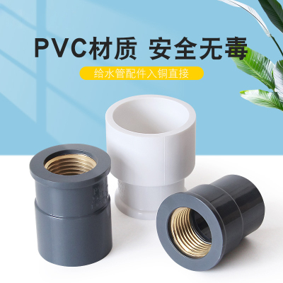 迅众 10个装25PVC内丝直接头水管接头上下水直通塑料配件给水管件鱼缸管件自来水管配件接头