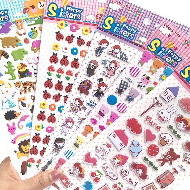 儿童韩版可爱卡通贴画幼儿园男女孩泡泡贴3D立体小红花奖励贴纸手账日记装饰粘贴玩图片