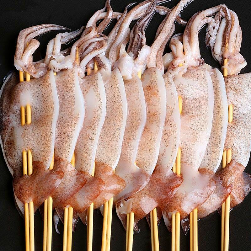 赛卡伊鱿鱼串烧烤专用铁板鱿鱼串深海新鲜鱿鱼串网红同款冷冻鱿鱼串