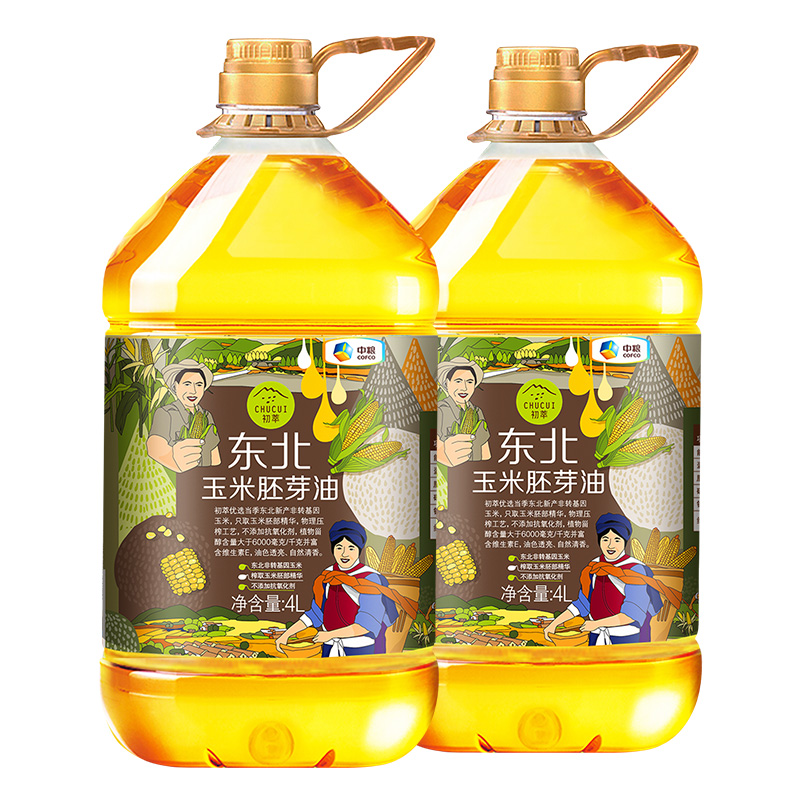 中粮初萃玉米油4L*2 一级物理压榨 纯正玉米油 家庭组合装