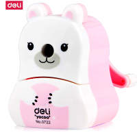 得力deli0722卡通削笔机小学生转笔刀刨可爱铅笔刀男孩削笔器女孩手摇大号多功能钻笔刀小学生用粉色