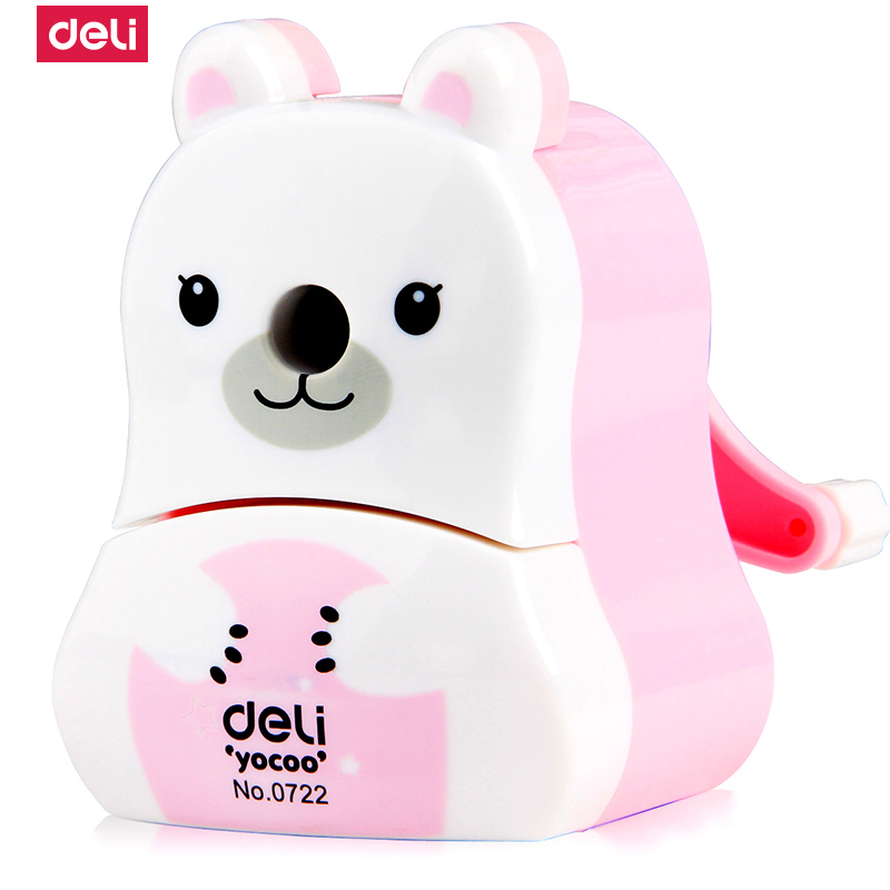 得力deli0722卡通削笔机小学生转笔刀刨可爱铅笔刀男孩削笔器女孩手摇大号多功能钻笔刀小学生用粉色