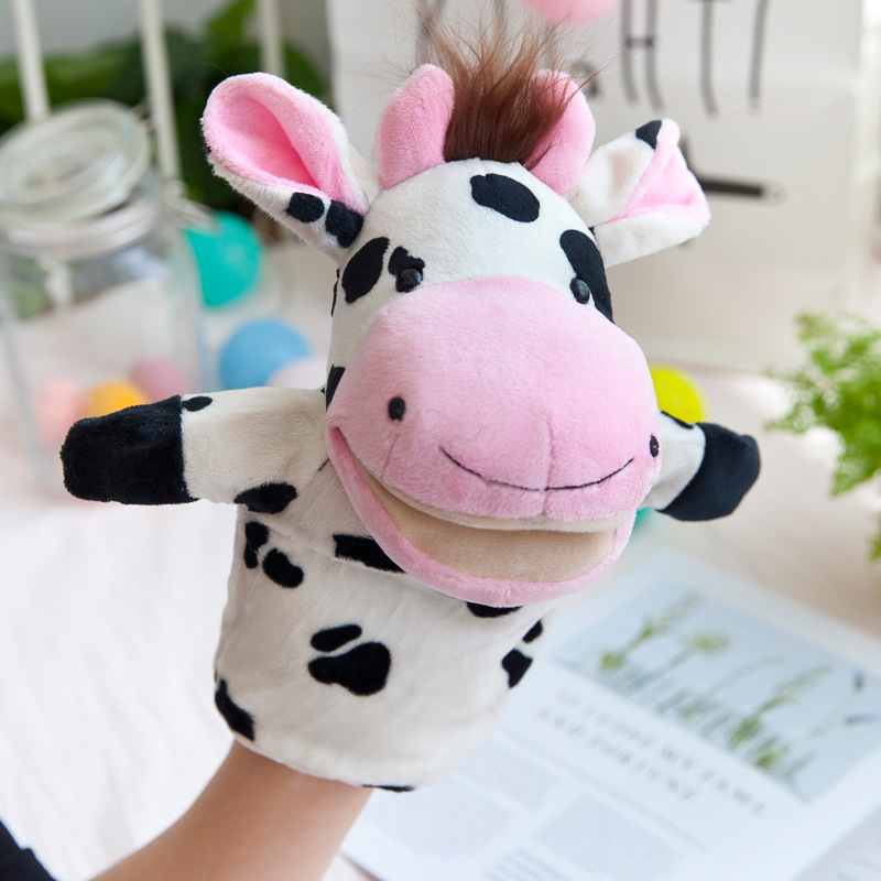 手偶玩具动物套手安抚玩偶表演腹语嘴巴能动恐龙狼兔子布偶可张嘴