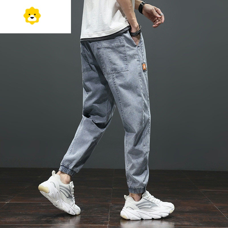 fish basket无磁无铁裤子男秋季男士宽松大码哈伦裤上班耐脏耐磨牛仔