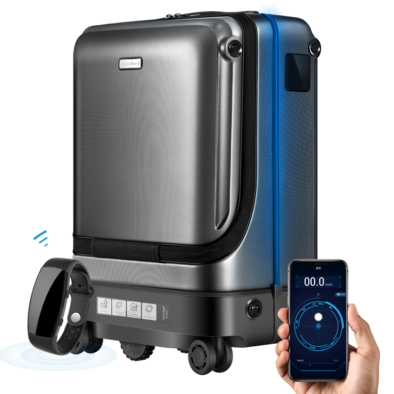 airwheel爱尔威智能跟随行李箱遥控电动登机箱旅行箱sr5视频