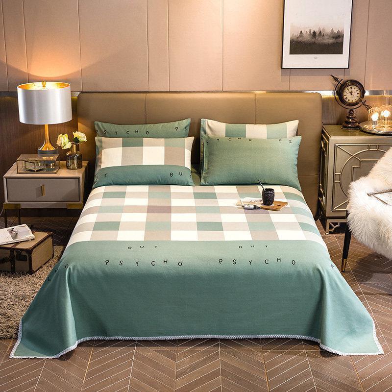 家柏饰(CORATED)全棉老粗布床单单件加厚老帆布棉麻单人床1.5米双人亚麻被单全棉 老粗布纯棉床单-紊乱思绪蓝 160*245cm