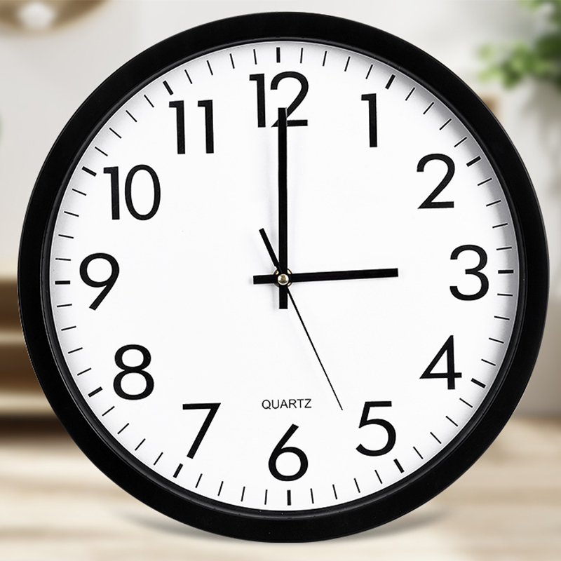 得力deli圆形挂钟钟表办公室挂式钟表黑色挂表10英寸1个