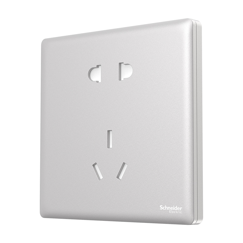 新品施耐德电气高端开关插座珍铂质感系列冰河银86型暗装家用一开带五