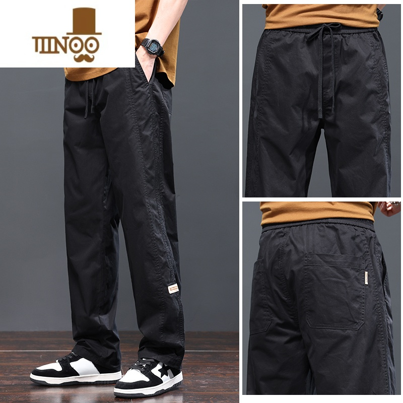 yanxu休闲裤男士潮牌高街宽松直筒阔腿裤薄款男生运动长裤子