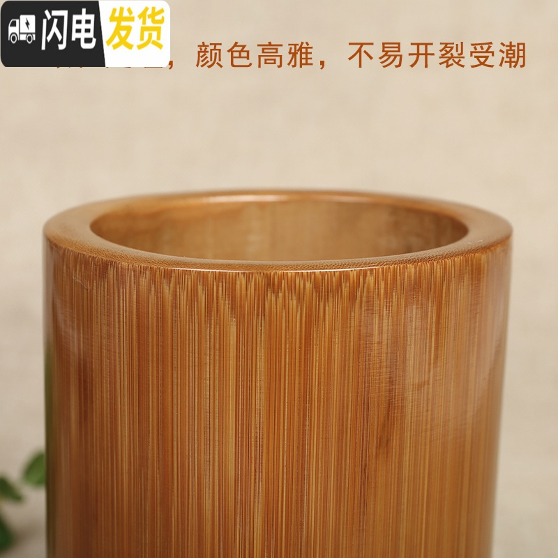 三维工匠天然多功能毛笔创意笔筒 竹子碳化笔筒 文房四宝收藏摆件书法用品高清大图