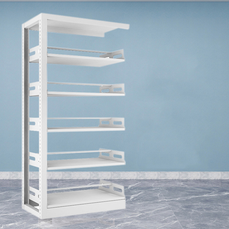 福洛云图书馆书架阅览室货架资料档案架钢制书架双面五层副架高清大图