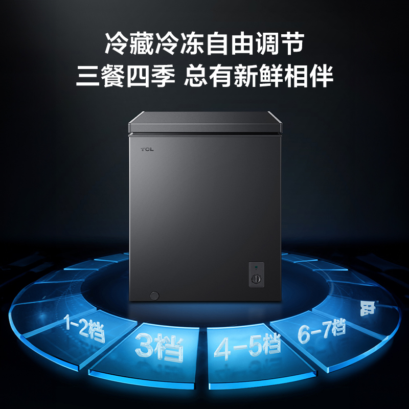 TCL 142升低霜节能冷柜一级能效小型冰柜冰吧38分贝低音宽幅变温顶开卧式家用冷藏冷冻转换冷柜BD/BC-142FQD高清大图
