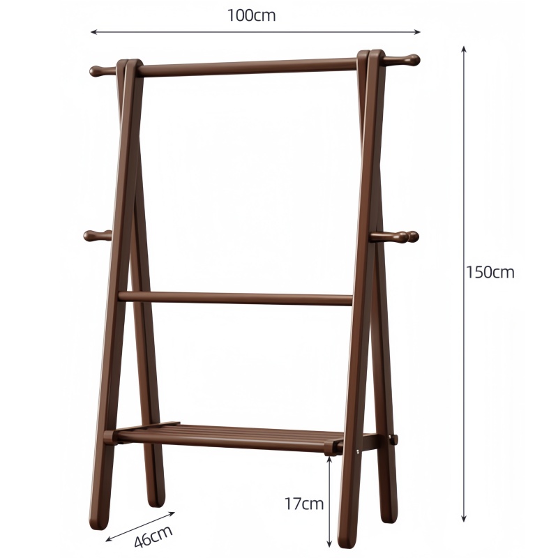 晨磊实木衣帽架100*46*150cm/个高清大图