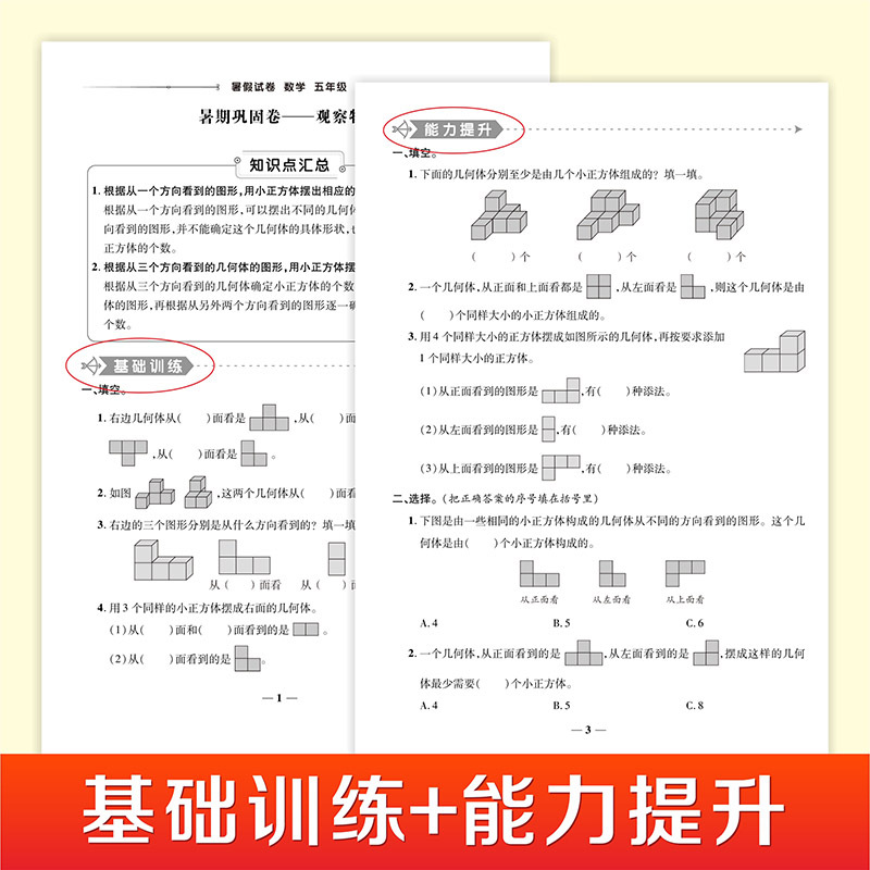 [共2本]语文 数学 小学五年级 [正版]暑假试卷一年级二年级三四五六