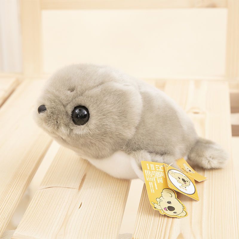 灰色海豹小号18厘米长带钥匙扣正版小海豹毛绒玩具海洋馆仿真海狮公仔