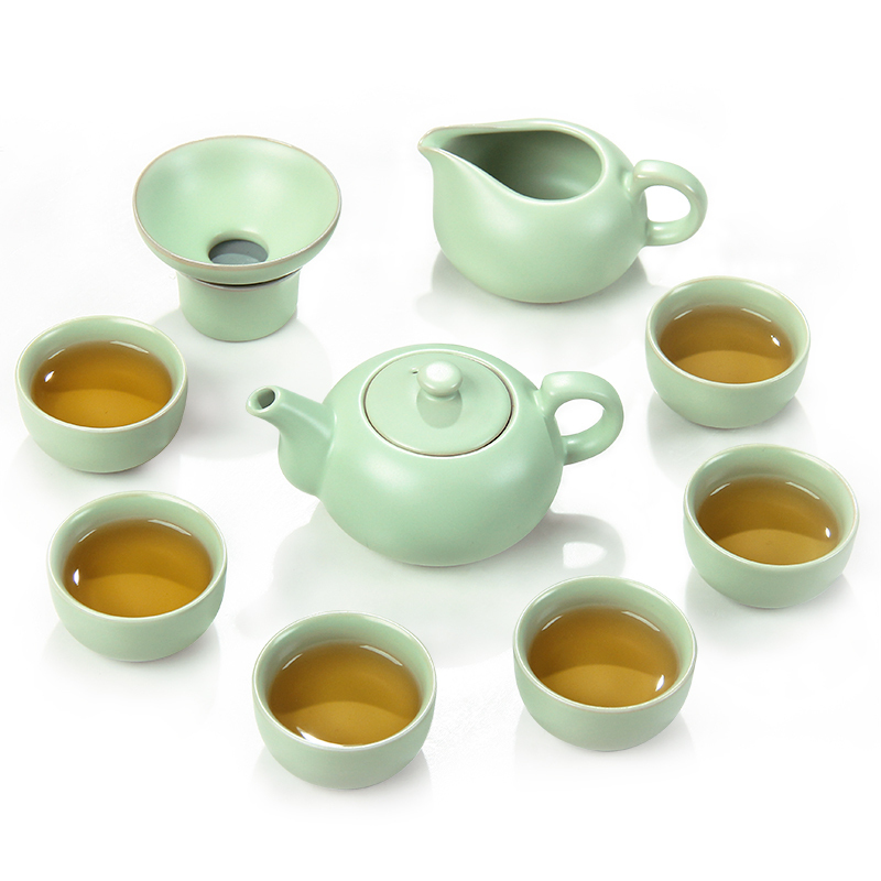 常生源 功夫茶具套装 仿宋汝窑开片茶壶茶杯陶瓷茶漏整套 汝窑怡然