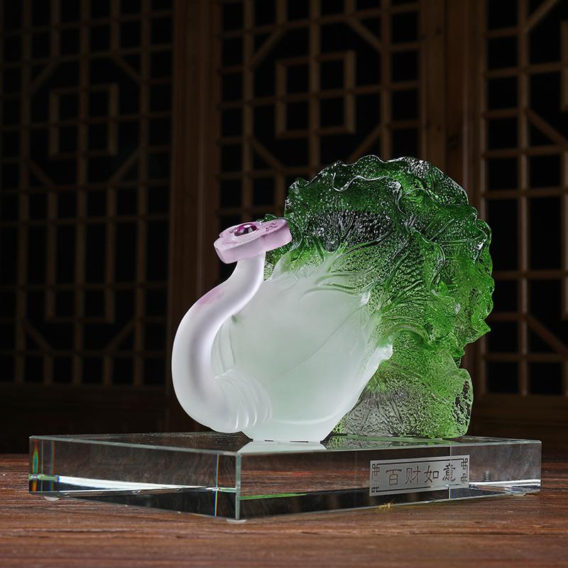美帮汇玉白菜摆件酒柜办公室玄关客厅家居装饰房间布置摆设工艺品高清大图