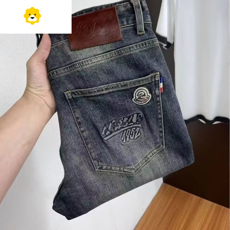 fish basket款做旧复古高端欧美潮牌牛仔裤男修身小直筒弹力休闲潮流