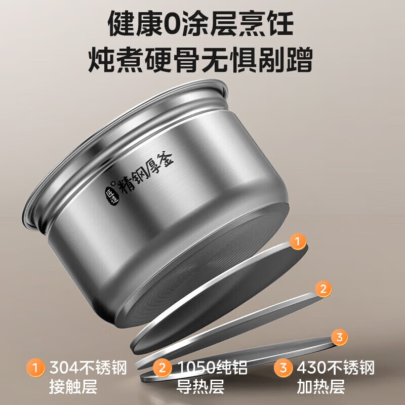 美的(Midea)112KPa小钢炮电压力锅5L双胆高压锅0涂层智能预约家用煲汤煮饭电饭煲4-6人 MY-E5830G高清大图