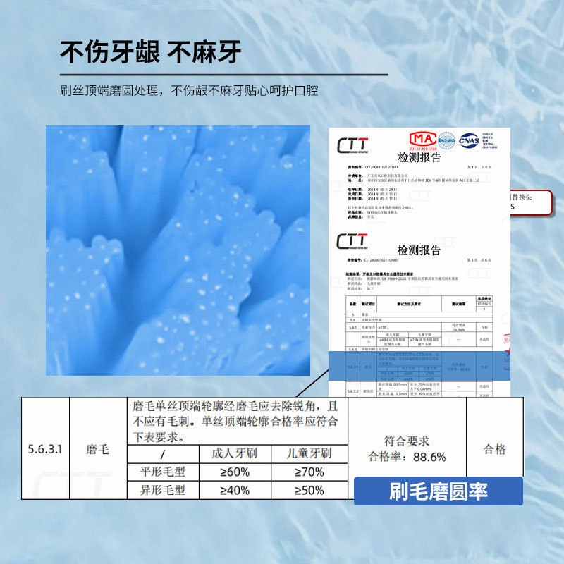 适用于小米T302电动牙刷头适配米家MES608声波成人T501/T301/MES605替换牙刷头高清大图
