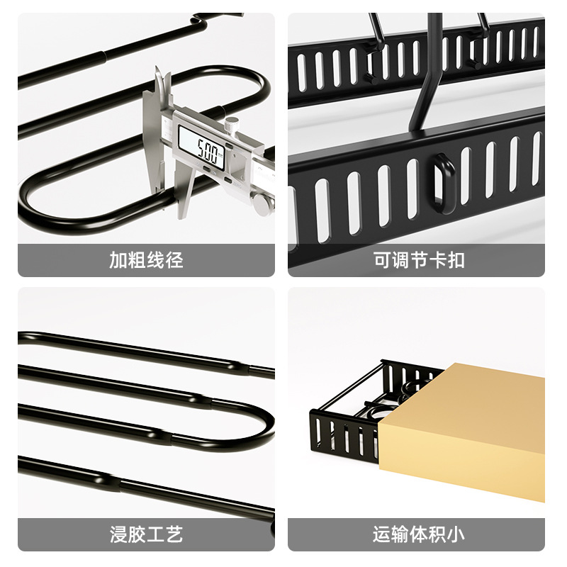 华普思艺可拆装折叠多层立式锅盖架厨房收纳架铁艺多功能台面锅架子置物架 浸胶款[5.0mm线径D002]高清大图
