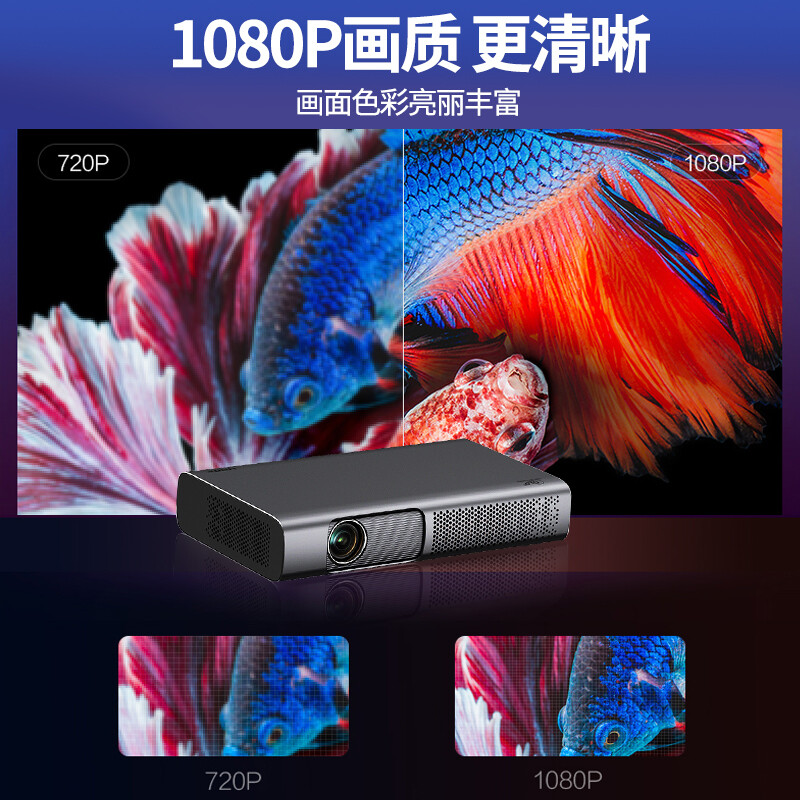 先科(SAST)500A高清智能语音投影仪家用1080P便携式投影机支持手机WIFI同屏投影高端质感 大屏户外高清大图