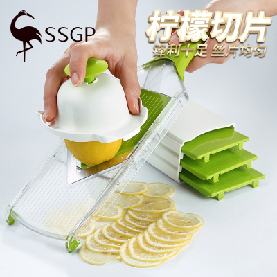 德国SSGP叁肆钢 柠檬切片器小型土豆片土豆丝切丝器奶茶店西柚橙果茶水果切片机厨房用品手动家用商用 清新绿