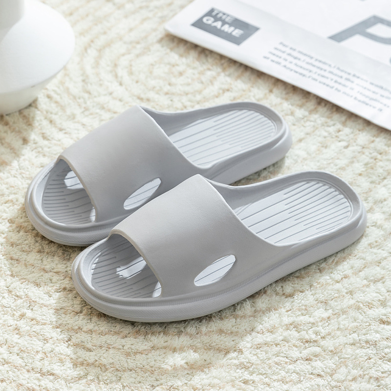 幸福派 新款简约凉拖鞋女夏季室内防滑居家情侣春夏防滑拖鞋四季家居家用凉拖鞋女可爱夏季外穿厚底浴室简约拖鞋男夏 节节高-浅灰 44-45码（建议43-44码穿）