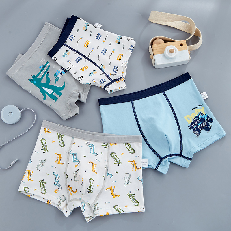 萝卜探长儿童内裤男童棉质弹力舒适四角平角卡通可爱中大童青少年小孩