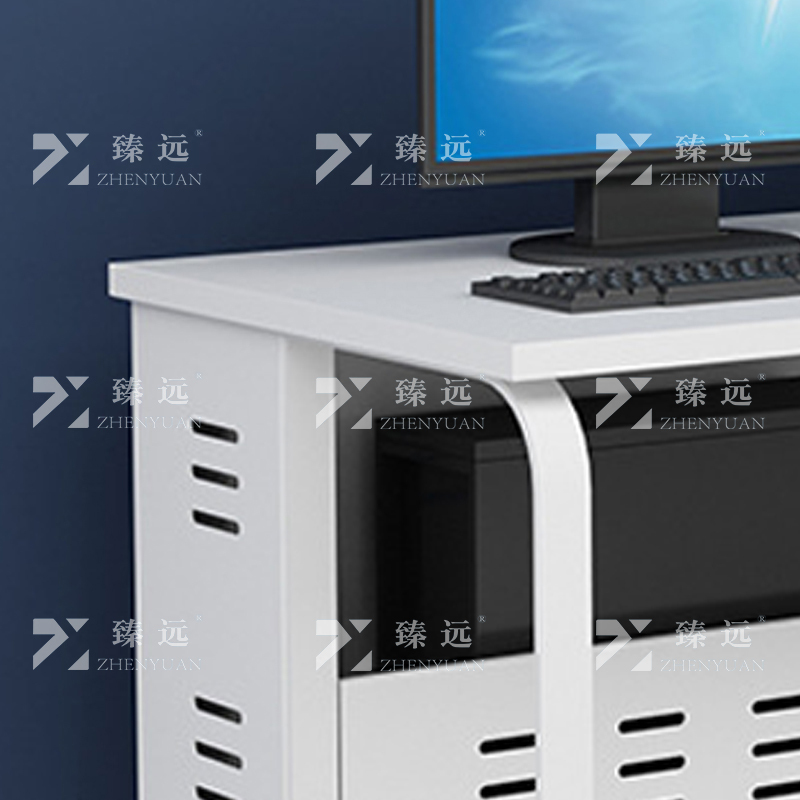 臻远 钢架电脑桌培训桌机房电脑桌学习桌课桌 双人位D款
