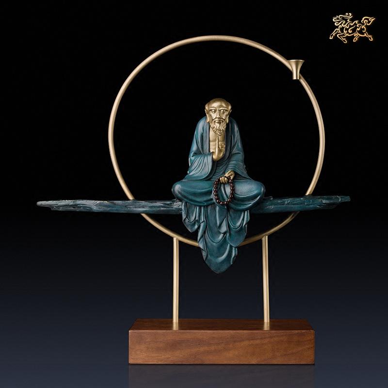 美帮汇全铜摆件《 达摩思禅(倒流香)》家居饰品 铜工艺品高清大图