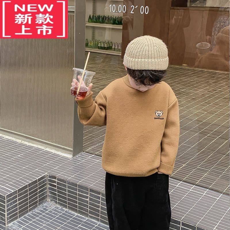 可莉允儿童毛衣男童针织打底衫宝宝秋冬装2022新款小童男孩加厚休闲上衣图片