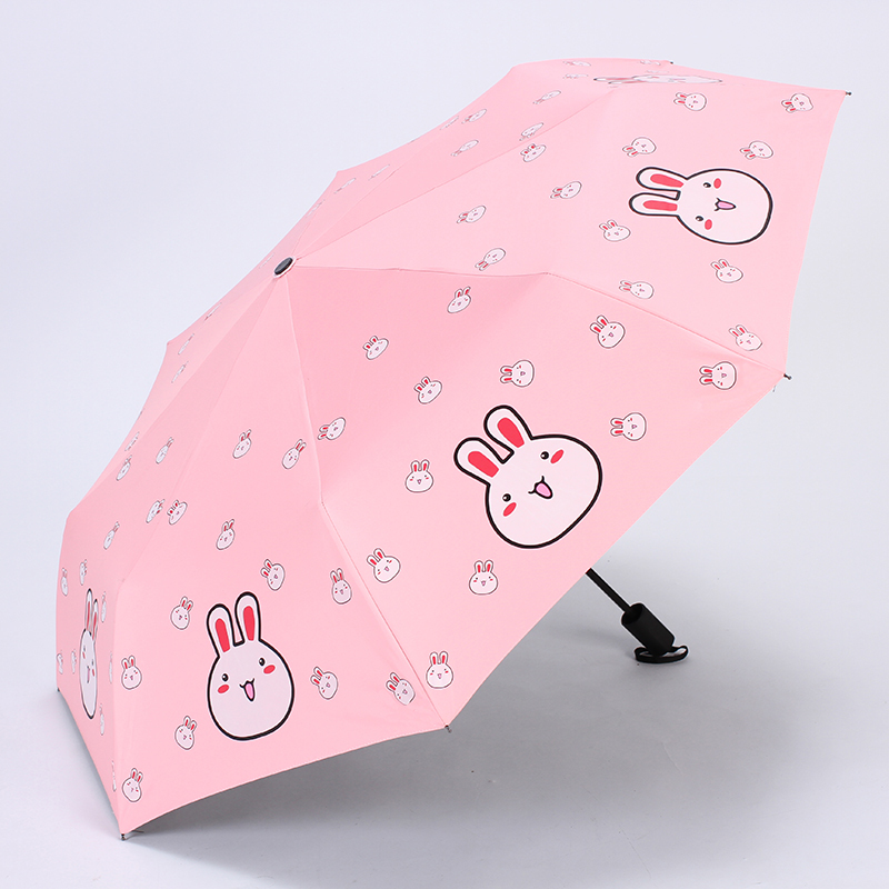 可妮兔学生女神太阳伞防晒遮阳伞黑胶晴雨两用小清新折叠雨伞女大