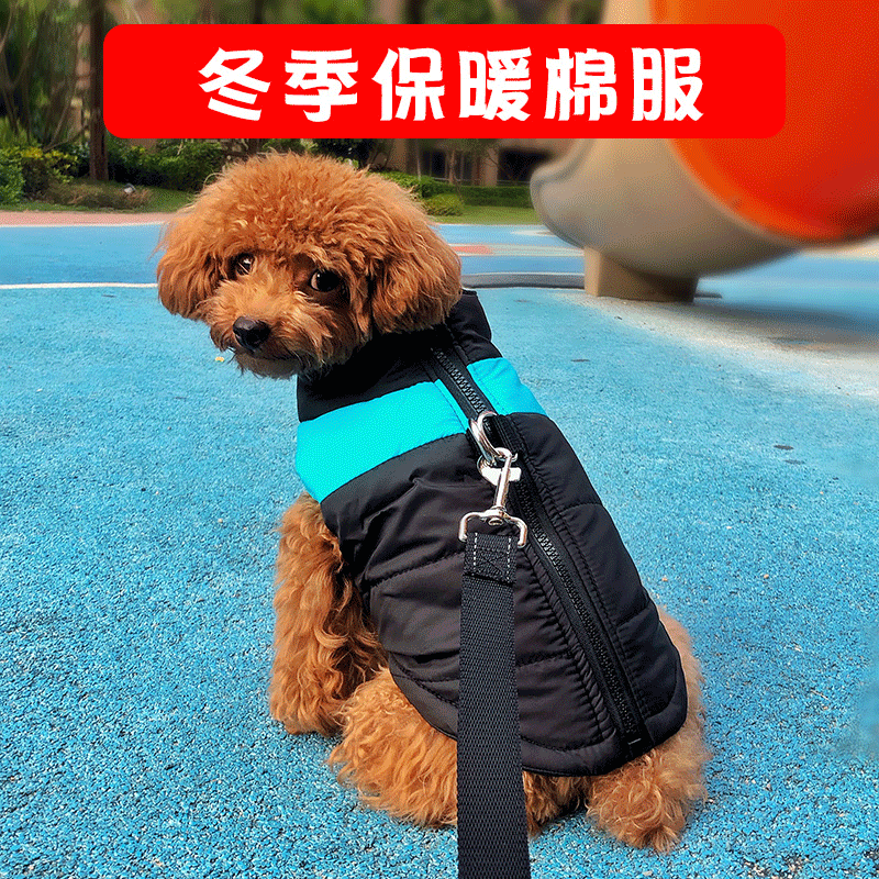 蓝色 S(2-5斤) 小泰迪狗衣服狗狗衣服秋季小型犬猫咪宠物用品棉服马甲中大型犬冬