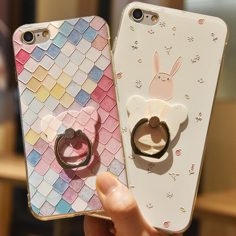 火豹苹果6手机壳女款iphoe6透明硅胶软套6可爱6p个性6s支架六i6sp韩国