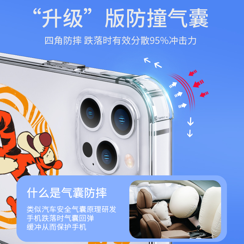 迪士尼适用苹果14手机壳iPhone13/14promax防摔保护套MagSafe无线磁吸维尼跳跳虎卡通可爱软壳男女生