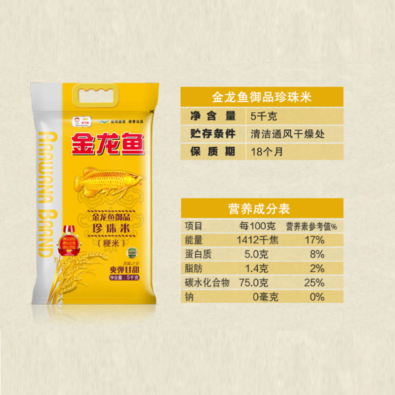 金龙鱼御品珍珠米5kg*袋高清大图